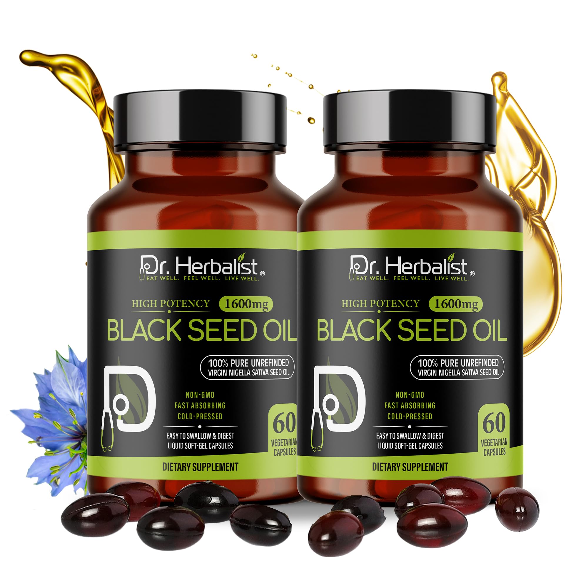ビタミン BLACK SUPPLEMENT Amazon.com: Dr. HERBALIST Black Seed Oil Capsules 1600mg - Cold